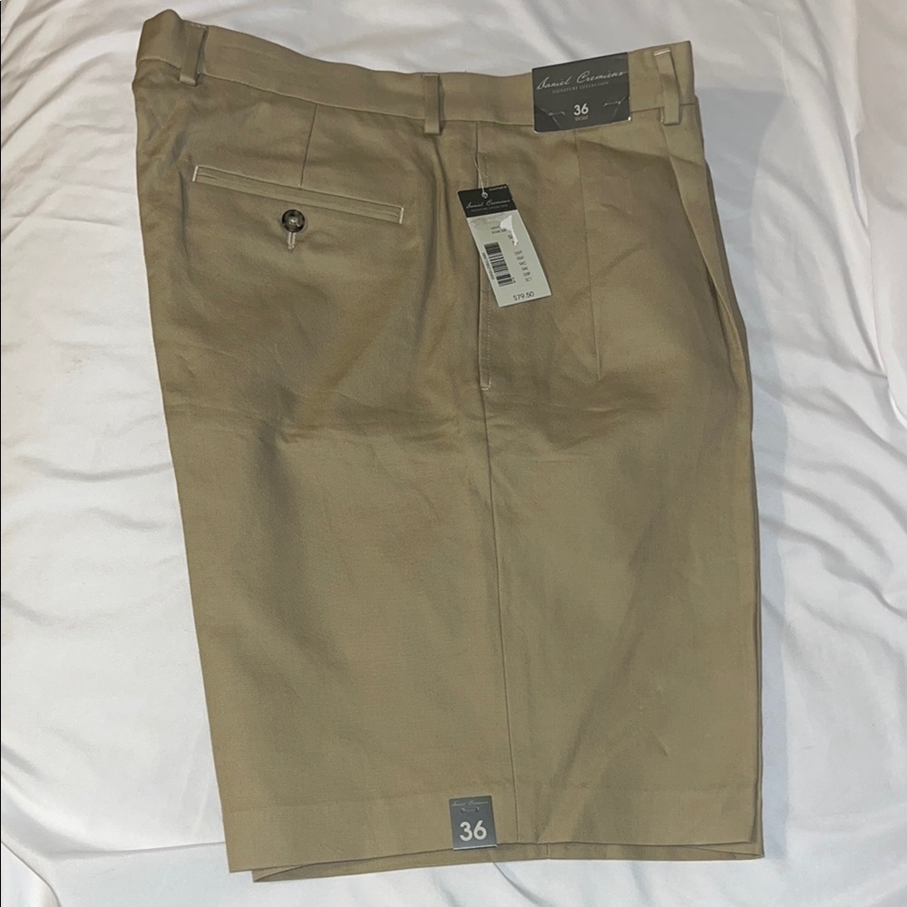 Tan Flat Front Shorts with Belt Loops